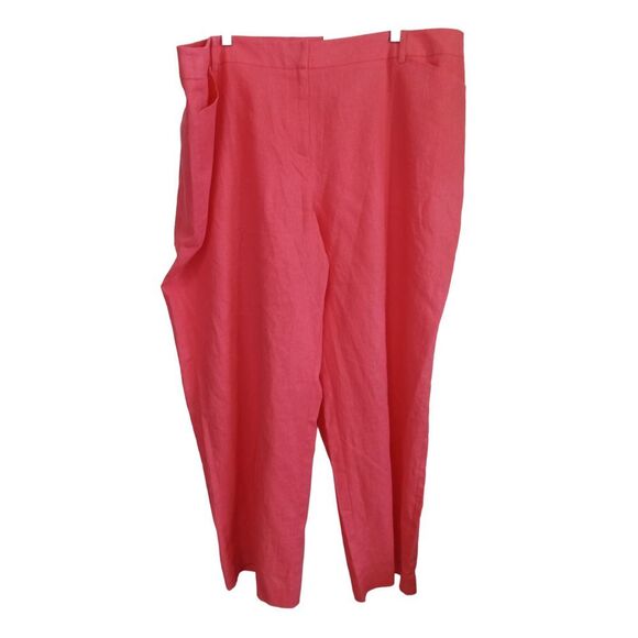 NWT EST. 1946 Classic Fit Linen Blend Salmon Pink High Rise Straight Leg Pants - Picture 1 of 7